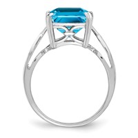 Sterling Silver Rhodium Blue Topaz Ring view 2