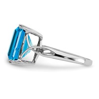 Sterling Silver Rhodium Blue Topaz Ring view 4