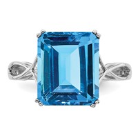 Sterling Silver Rhodium Blue Topaz Ring view 5
