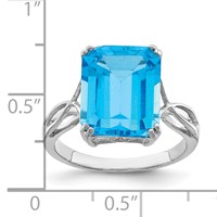 Sterling Silver Rhodium Blue Topaz Ring view 3
