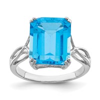Sterling Silver Rhodium Blue Topaz Ring view 1
