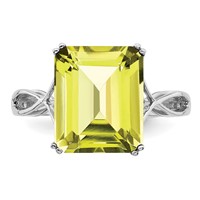 Sterling Silver Rhodium Lemon Quartz Ring view 5