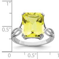 Sterling Silver Rhodium Lemon Quartz Ring view 3