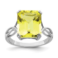 Sterling Silver Rhodium Lemon Quartz Ring view 1