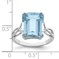 Sterling Silver Rhodium Sky Blue Topaz Ring view 3