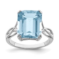Sterling Silver Rhodium Sky Blue Topaz Ring view 1