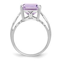 Sterling Silver Rhodium Pink Quartz Ring view 2