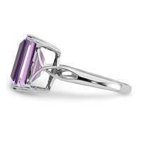Sterling Silver Rhodium Pink Quartz Ring view 4