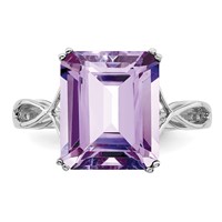 Sterling Silver Rhodium Pink Quartz Ring view 5
