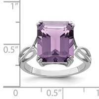 Sterling Silver Rhodium Pink Quartz Ring view 3