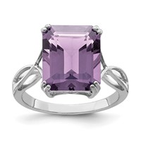 Sterling Silver Rhodium Pink Quartz Ring view 1