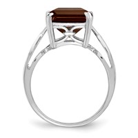 Sterling Silver Rhodium Smoky Quartz Ring view 2