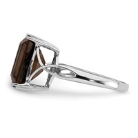 Sterling Silver Rhodium Smoky Quartz Ring view 4