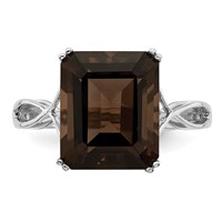 Sterling Silver Rhodium Smoky Quartz Ring view 5