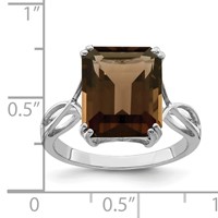 Sterling Silver Rhodium Smoky Quartz Ring view 3