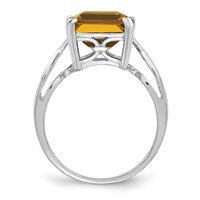 Sterling Silver Rhodium Whiskey Quartz Ring view 2