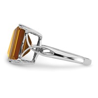 Sterling Silver Rhodium Whiskey Quartz Ring view 4