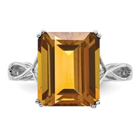 Sterling Silver Rhodium Whiskey Quartz Ring view 5