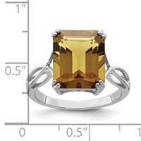 Sterling Silver Rhodium Whiskey Quartz Ring view 3