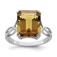 Sterling Silver Rhodium Whiskey Quartz Ring view 1