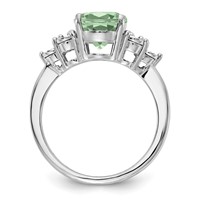 Sterling Silver Rhodium Diam. & Green Quartz Ring view 2