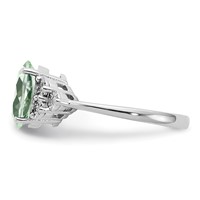 Sterling Silver Rhodium Diam. & Green Quartz Ring view 4
