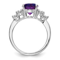 Sterling Silver Rhodium-plated Diamond & Amethyst Ring view 2