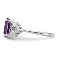 Sterling Silver Rhodium-plated Diamond & Amethyst Ring view 4