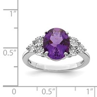 Sterling Silver Rhodium-plated Diamond & Amethyst Ring view 3