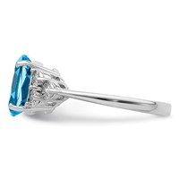 Sterling Silver Rhodium Diam. & Blue Topaz Ring view 4