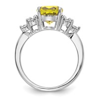 Sterling Silver Rhodium Diam. & Lemon Quartz Ring view 2