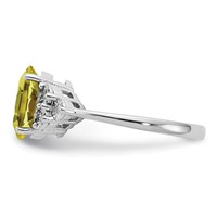 Sterling Silver Rhodium Diam. & Lemon Quartz Ring view 4