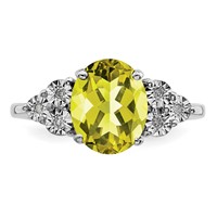 Sterling Silver Rhodium Diam. & Lemon Quartz Ring view 5
