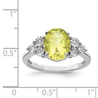 Sterling Silver Rhodium Diam. & Lemon Quartz Ring view 3