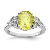 Sterling Silver Rhodium Diam. & Lemon Quartz Ring view 1