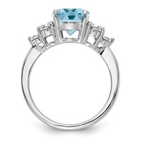 Sterling Silver Rhodium Diam. & Sky Blue Topaz Ring view 2