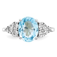 Sterling Silver Rhodium Diam. & Sky Blue Topaz Ring view 5