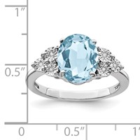 Sterling Silver Rhodium Diam. & Sky Blue Topaz Ring view 3