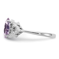 Sterling Silver Rhodium Diam. & Pink Quartz Ring view 4