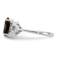 Sterling Silver Rhodium Diam. & Smoky Quartz Ring view 4