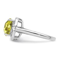 Sterling Silver Rhodium Diam. & Checker-Cut Lemon Quartz Ring view 3