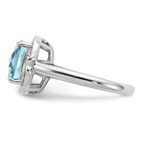 Sterling Silver Rhodium Diam. & Checker-Cut Sky Blue Topaz Ring view 3