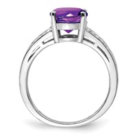 Sterling Silver Rhodium-plated Diamond & Amethyst Ring view 2