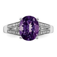 Sterling Silver Rhodium-plated Diamond & Amethyst Ring view 5
