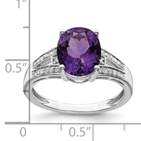 Sterling Silver Rhodium-plated Diamond & Amethyst Ring view 3