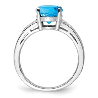 Sterling Silver Rhodium Diam. & Blue Topaz Ring view 2