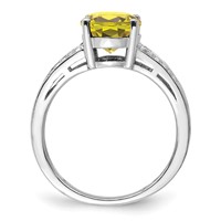 Sterling Silver Rhodium Diam. & Lemon Quartz Ring view 2