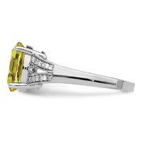 Sterling Silver Rhodium Diam. & Lemon Quartz Ring view 4