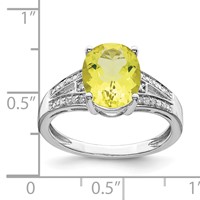 Sterling Silver Rhodium Diam. & Lemon Quartz Ring view 3