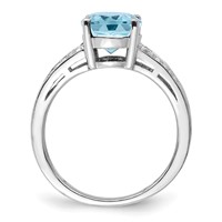 Sterling Silver Rhodium Diam. & Sky Blue Topaz Ring view 2